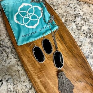 Kendra Scott Onyx Pendant Necklace and Earrings